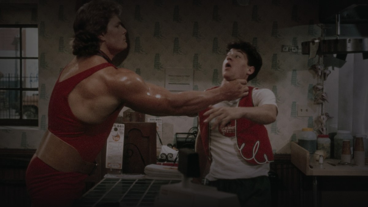 Still from Loverboy (1989) — 16:9 still from Letterboxd (the 1200x675 crop variant), baked through scripts/bake_dark_photo.py at default factor, mean brightness 32.0 (in canon range).